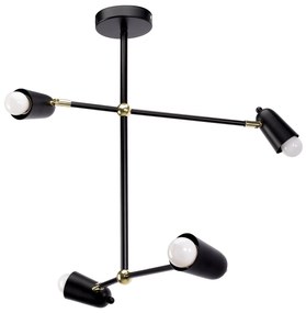 Lampa wisząca 4-ramienna APP1708-4CP CZARNA + ZŁOTO