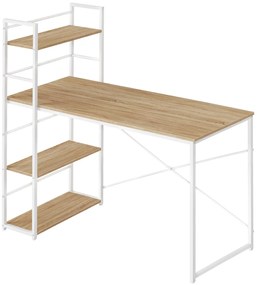 Biurko MAX 4.0 SONOMA z regałem i białymi nogami 120x44 cm