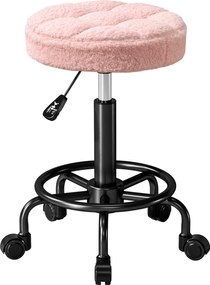 HOMCOM Regulowany hoker obrotowy 50-66 cm 360° obrotowy Ø50 x 50-66 cm Różowy