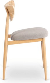 Krzesło Tapicerowane z Drewna Giętego BRAGA Dąb/Szare Retro