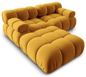Żółty aksamitny narożnik Bellis – Micadoni Home