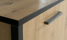 Szeroka komoda trzydrzwiowa z 4 szufladami loft Kirikus 243