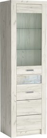 Witryna ZERI 192 x 56 cm, Stojąca witryna do Salonu, Dąb biały