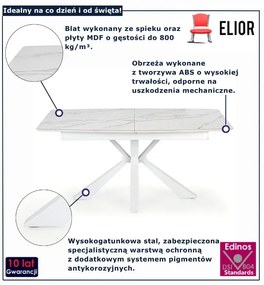 Rozkładany prostokątny stół biały marmur - C5-A39