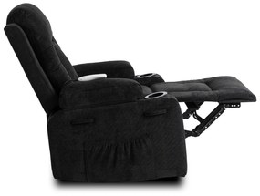 Fotel Masujący BOX 2 Rozkładany z Podnóżkiem Czarny Nowoczesny