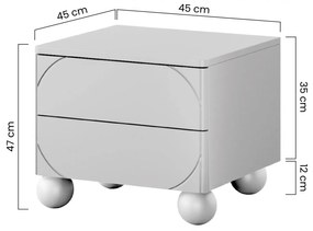 Szafka nocna z dwoma szufladami Sonatia II na nogach kulach 45 cm - oliwka