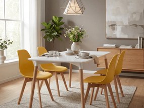 Musztardowe krzeslo KITO z bukowymi nogami