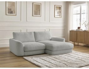 Jasnoszary narożnik z materiału bouclé (prawostronny/z szezlongiem) Leonore – Bobochic Paris