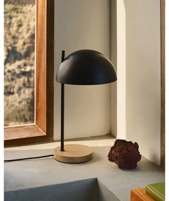 Czarna/w naturalnym kolorze lampa stołowa z metalowym kloszem (wysokość 48,5 cm) Catlar – Kave Home