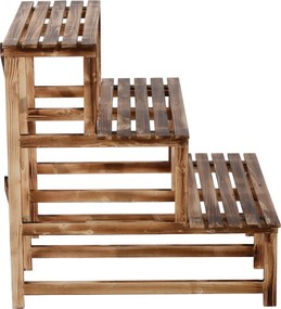 Outsunny regał na rośliny półka na kwiaty regał na kwiaty półka na rośliny stojak na kwiaty 3 stopnie drewno jodłowe kolor ciemnobrązowy 80 x 80 x 80 cm