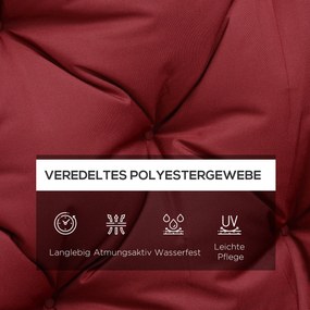 Outsunny Poduszka na ławkę z paskami mocującymi, dla maksymalnie 3 osób, grube wypełnienie z pianki