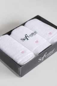 Zestaw podarunkowy małych ręczników MICRO LOVE, 3 szt Biały / różowe serduszka