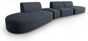 Niebieska sofa z tkaniny szenilowej lewostronna 428 cm Paolo – Milo Casa