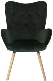 Ciemnozielony aksamitny fotel COZY