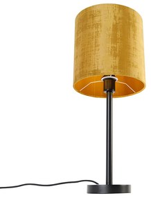 Nowoczesna lampa stołowa czarna z kloszem złota 25 cm - Simplo Nowoczesny Oswietlenie wewnetrzne