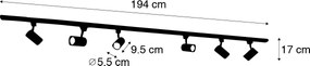 Inteligentny system oświetlenia szynowego z 6 reflektorami białymi, jednofazowy, 200 cm - Iconic Jeana