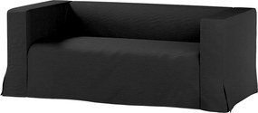 Pokrowiec na sofę Klippan 2-osobową długi z kontrafałdami kolor czarny tkanina strukturalna