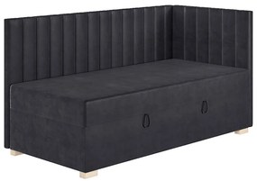 Ciemnoniebieskie narożne łóżko dziecięce ze schowkiem i materacem 90x200 cm Snugi – Ghado