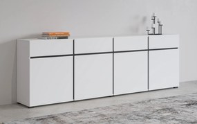 Komoda CROSS 4D4S 230cm biała/czarna HELVETIA