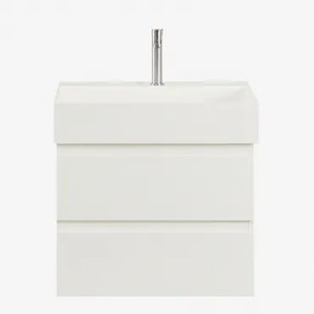 Zestaw Wiszących Mebli Łazienkowych Z Drewna I Forniru Jesionowego Zintegrowany Z Umywalką Ona - Sklum