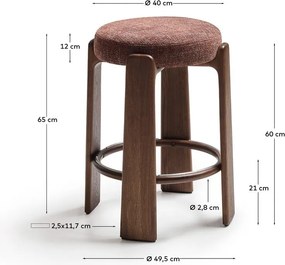 Brązowy/w ciemnym naturalnym kolorze hoker z litego drewna jesionowego (wysokość siedziska 65 cm) Granite – Kave Home