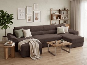 PROMOCJA Rozkładana sofa w kształcie U TAVERO 321x140 cm, brąz II. klasa jakości