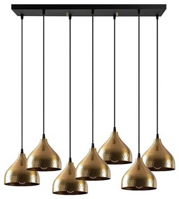 Lampa sufitowa z metalu o regulowanej długości - 7 kloszy - szer. 88 x wys. 114 cm - Złoty i czarny - SONITI