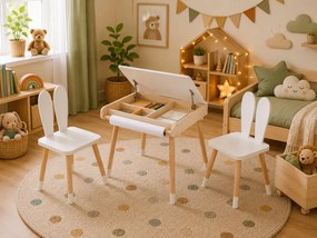 Rosnący zestaw dziecięcy BUNNY, stolik i 2 krzesełka, biały/brązowy ELIS design