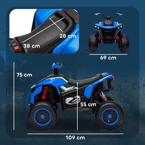 AIYAPLAY Elektryczny Quad dla Dzieci, 3-6 km/h, Oświetlenie LED, Muzyka, USB, dla Dzieci 3-8 Lat, Niebieski
