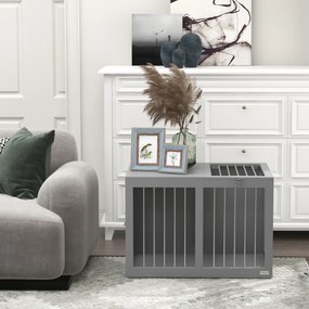 PawHut Buda dla psa, Klatka dla psa, Transportowa klatka dla psów, 2 drzwi, zamykane na klucz, Kratki ze stali, 80 cm x 50 cm x 56,5 cm, Szary