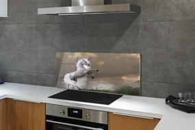 Panel Szklany Jednorożec na tle Górskich Szczytów