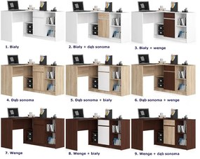 Nowoczesne duże biurko dąb sonoma + biały - Klemin 4X