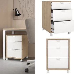 Kontenerek na kółkach 3 szuflady Sign jackson hickory/biały mat