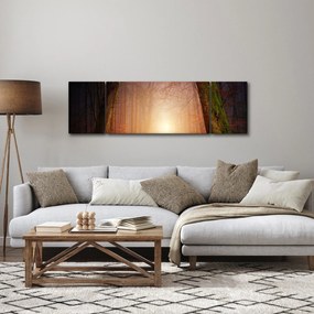 Obraz jesiennego lasu we mgle (170x50 cm)
