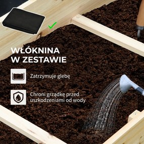 Outsunny Wysoki Grząd, 3 poziomy, Wyłożenie z Filcu, Malowane Drewno Naturalne, 117 x 100 x 54 cm