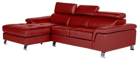 Kanapa narożna ze skóry MISHIMA - Czerwony - Narożnik lewostronny