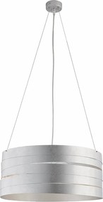 Mambo lampa wisząca z białego lakierowanego żelaza, zdobienie antyczne srebro, regulowane stalowe linki, 3 światła, Ø45 cm