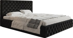 Łóżko 140x200 Furis z pojemnikiem - łóżko w stylu glamour w tkaninie welurowej - pojemnik i stelaż w zestawie - czarny (Amor Velvet 4322)