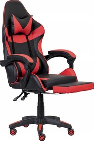 Fotel gamingowy z podnóżkiem Raxor, kolor czarno-czerwony