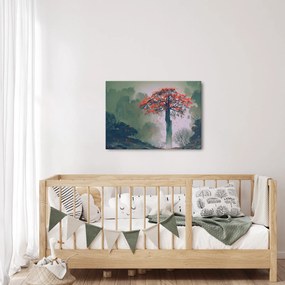 Obraz samotnego czerwonego drzewa (70x50 cm)