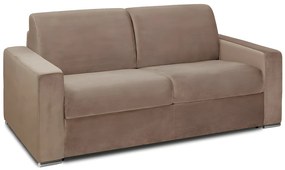 Kanapa 2-osobowa z ekspresowym mechanizmem rozkładania z weluru CALITO - Beżowy - Wymiary miejsca do spania: 120 cm - Materac 16 cm z pamięcią kształtu
