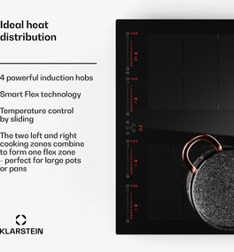 Klarstein Masterzone 60cm Płyta Indukcyjna 2StrefyFlex 4 Strefy Gotowania Czarny