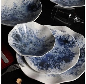 24-częściowy zestaw obiadowy niebieski/porcelana
