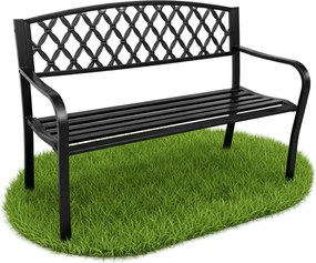 Czarna ławka z ażurowym oparciem do ogrodu Z3-D73