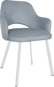 Krzesło Milano tkanina Welur noga metalowa : Kolor nogi - Biały profil, Kolor tkaniny - VELVET - BL06, Typ siedziska - Siedzisko obrotowe 360°