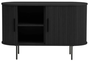 Czarna komoda w dekorze dębu z drzwiami przesuwnymi 120x76x45 cm Nola – Unique Furniture