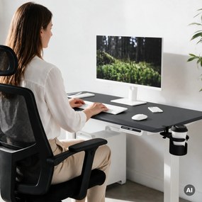Biurko elektryczne z regulacją wysokości ergonomiczne biało-antracytowe,1400x700 mm: ARIA