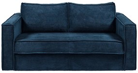 Kanapa 3-osobowa rozkładana typu express z niebieskiego sztruksu - Miejsce do spania 140 cm - Materac 18 cm - LORETO