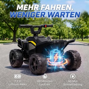 AIYAPLAY Dziecięcy quad elektryczny 6V z akumulatorem litowym, funkcja jazdy do przodu, sterowanie przyciskiem na kierownicy, 1,5–2 lata, czarny | Aosom PL