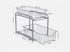Organizer z wysuwanymi koszami SOLIDO do układania w stos, szary